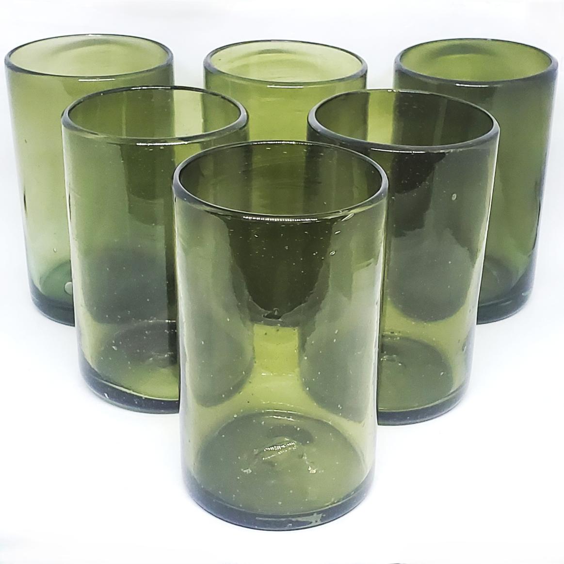 Solid Olive Green 14 oz Drinking Glasses (set of 6)